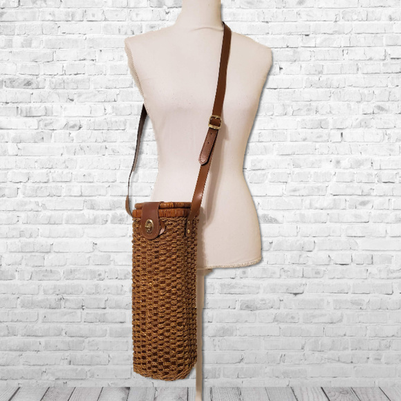 Wine Handbags - Wicker Wine Bottle Carrier Purse Crossbody